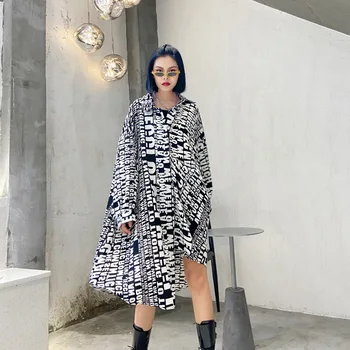 

2020 Women Oversize Long Sleeve Lapel Loose Casual Vintage Shirt Cardigan Sunscreen Female Streetwear Print Blouse Dress 501