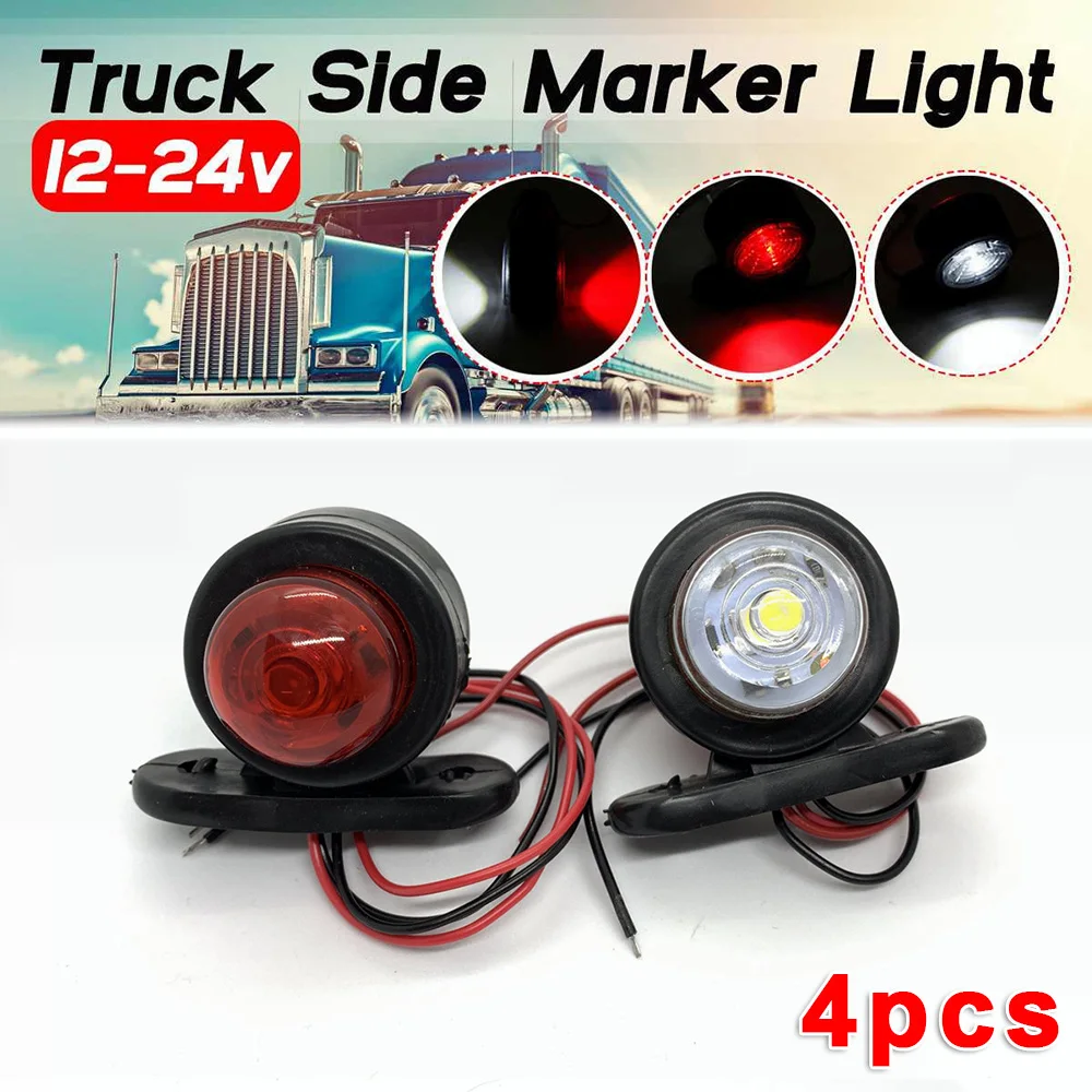 

4Pcs 12V / 24V LED Side Marker Lights Taillights Car External Lights Warning Tail Light Auto Trailer Truck Lorry Lamps White/Red