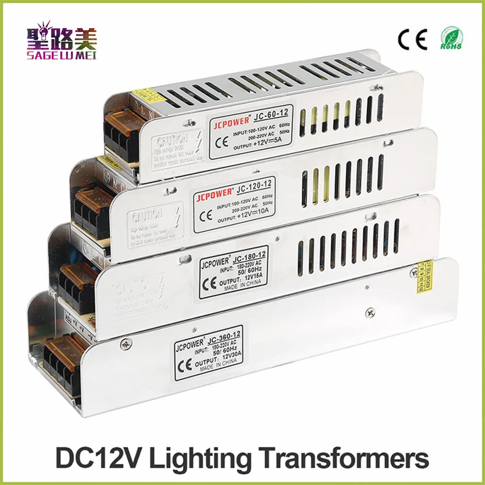 Светодиодный источник питания DC12V 60 Вт 120 180 200 240 360 400 светодиодный адаптер