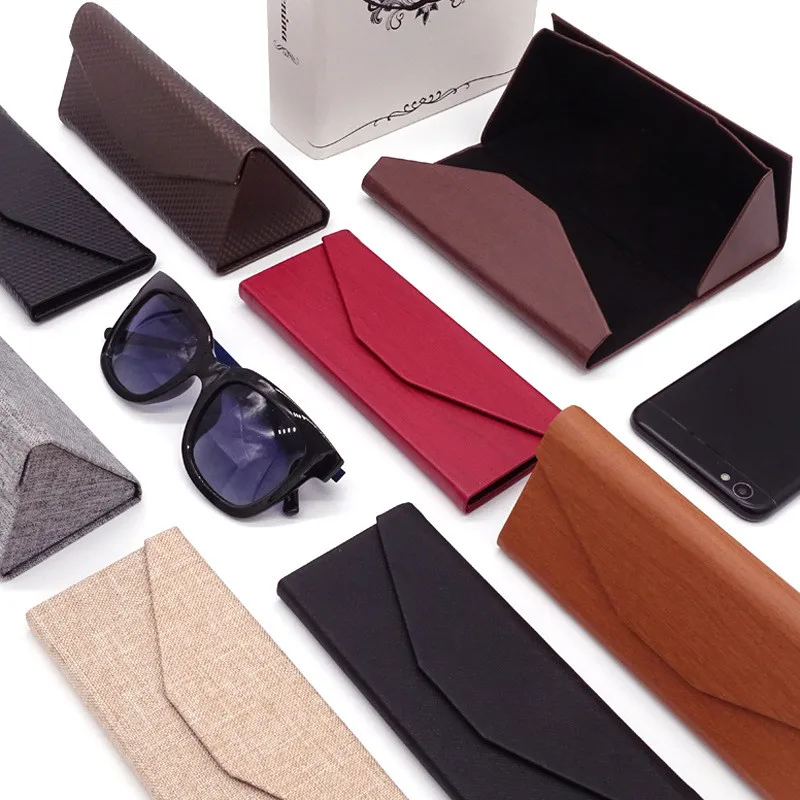

IBOODE Triangle Shaped Folding Glasses Case Women Men Sunglasses Cover Student Eyewear Storage Box Unisex Eyeglasses Organizer