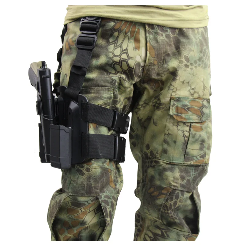 

Adjustable Leg Gun Holster for Glock 17 19 Tactical Airsoft Drop Leg Belt Holsters + Pouches Gun Carry Case for Outdoor Hunting