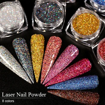 

1g/Box Glittering Holo Laser Nail Powder Holographic Nail Glitter No Lamp Cure Nail Art DIY Design Decoration 1