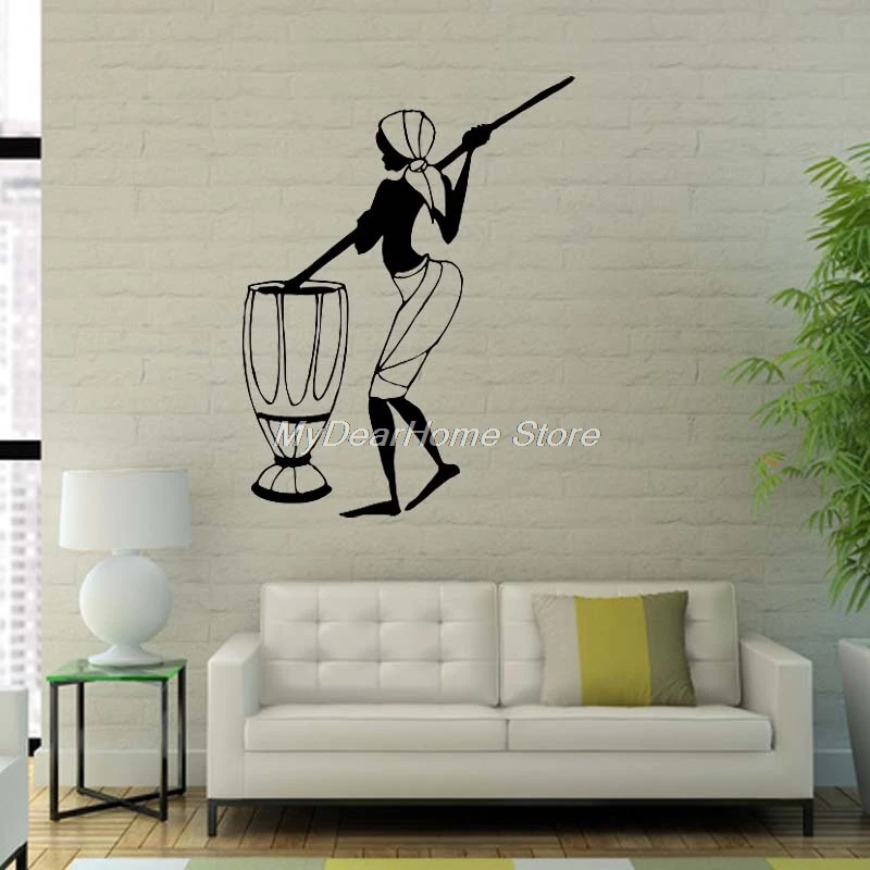 

Africa Art Wall Sticker African Woman Making Food Decal Vinyl Decor Home Decoration Room Stickers