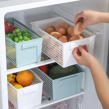

Label Plastic Storage Basket Desktop Snack Debris Sorting Box Plastic with Handle High Capacity Stackable Bathroom Kitchen Box