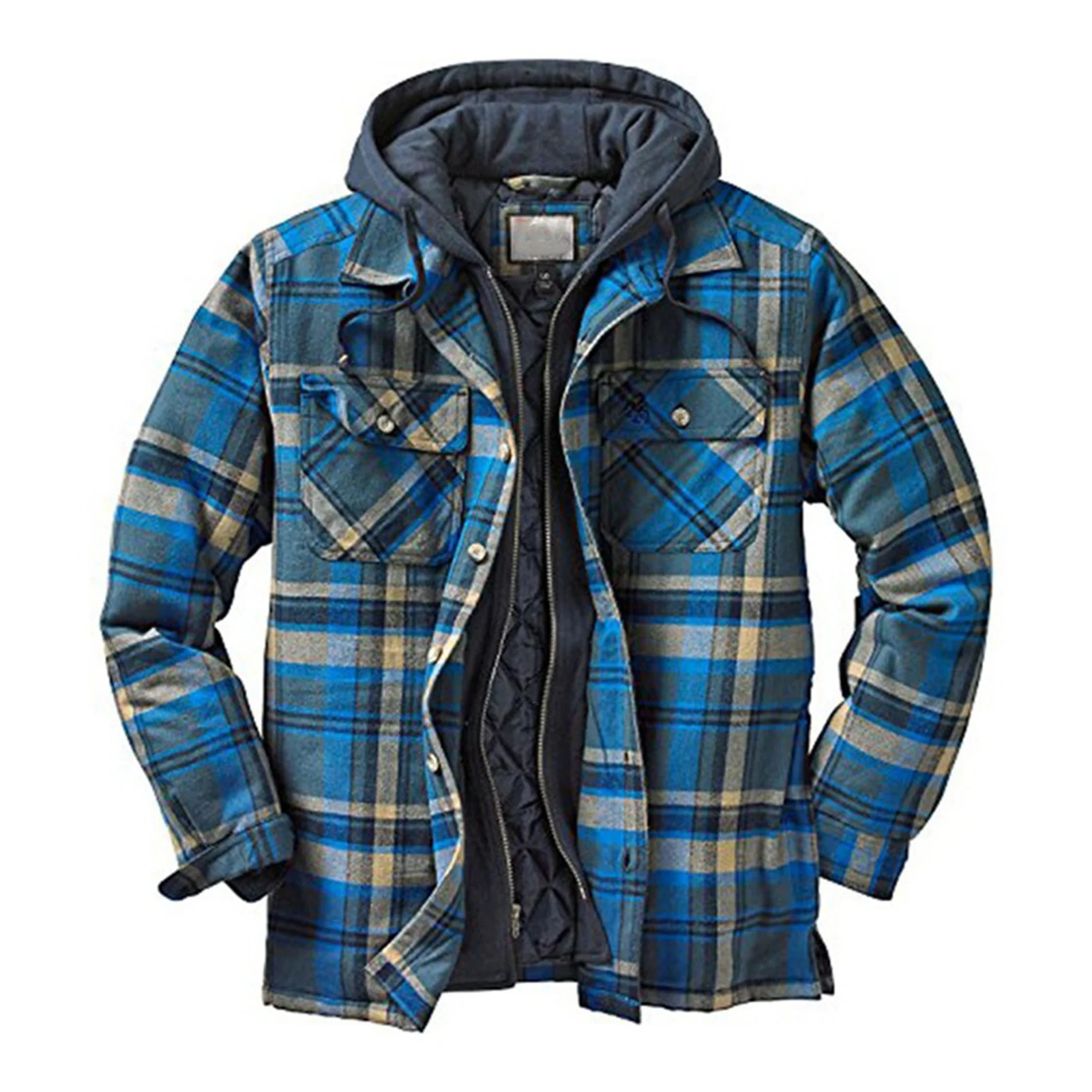 Quilted Thick Plaid Long-sleeved Loose 