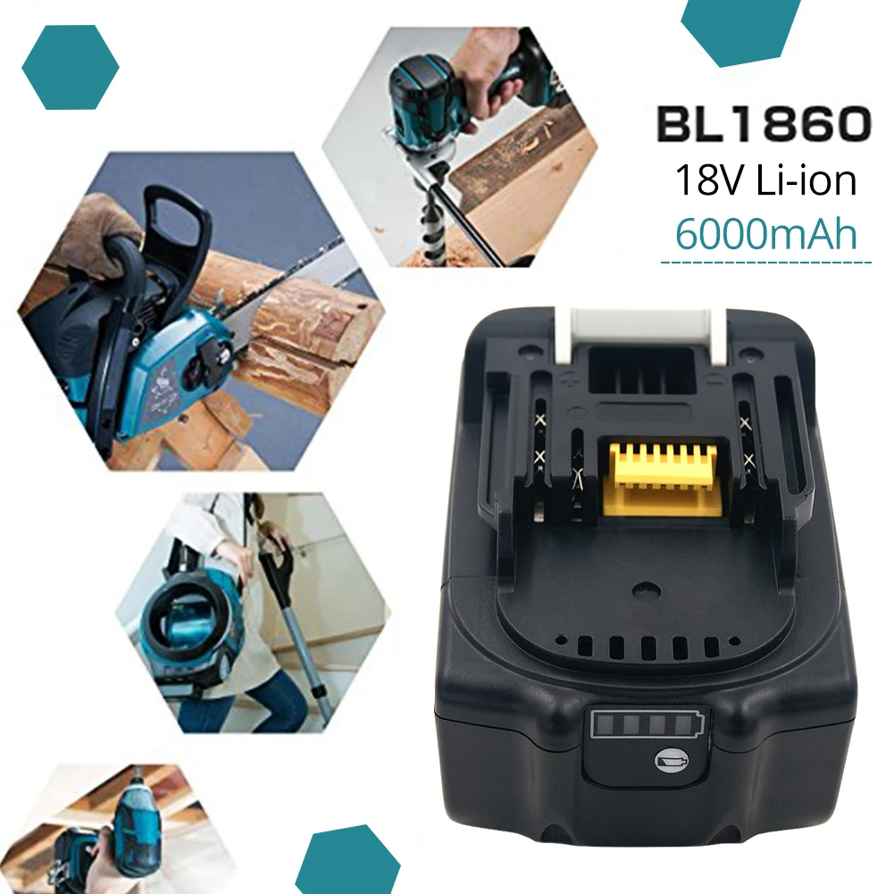 3 шт./лот 18V 6.0Ah Батарея для Makita BL1850B BL1860B BL1840 литий Перезаряжаемые аккумуляторных дрелей с одной ячейкой монитор