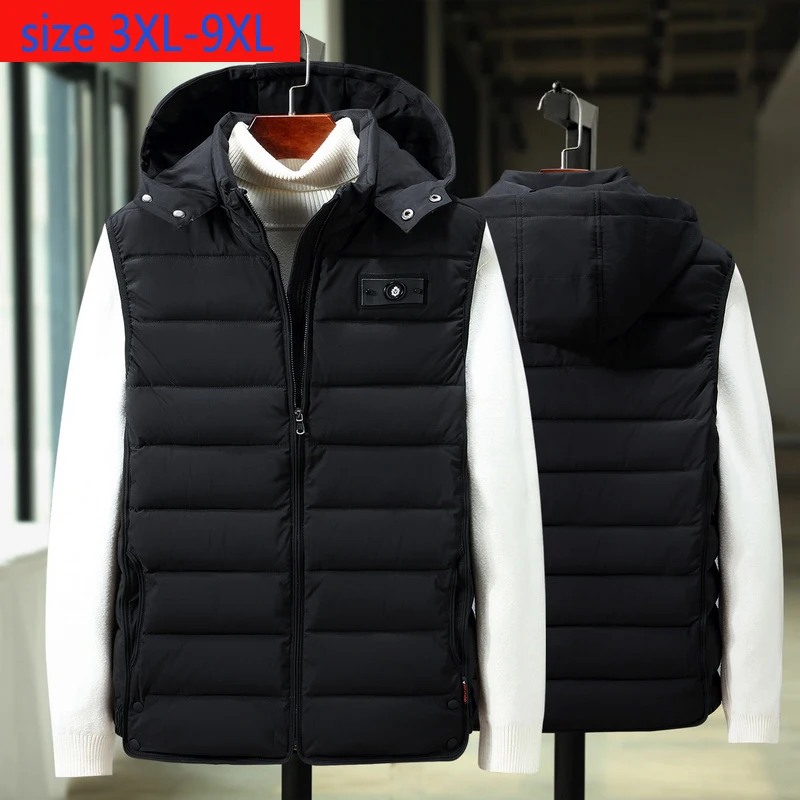 

New Arrival Padded Cotton Waistcoat Men Autumn Winter Casual Print Loose Sleeveless Hoodie Men Vest Plus Size XL-6XL 7XL 8XL 9XL