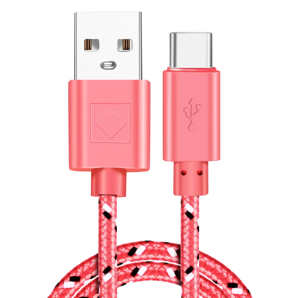 Pink Type C Olnylo usb type C кабель для быстрой зарядки кабель для передачи данных для samsung S10 S9 Note 9 Oneplus 7 xiaomi huawei телефонный кабель type-c USB C кабели - Цвет: Pink Type C
