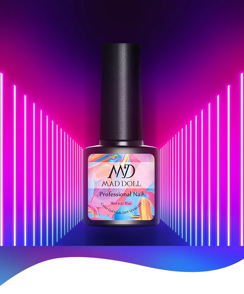 MAD DOLL, 8 мл, Гель-лак для ногтей, серый, красный, смешанные цвета, один отмачиваемый УФ-Гель-лак, Полупостоянный гель для дизайна ногтей