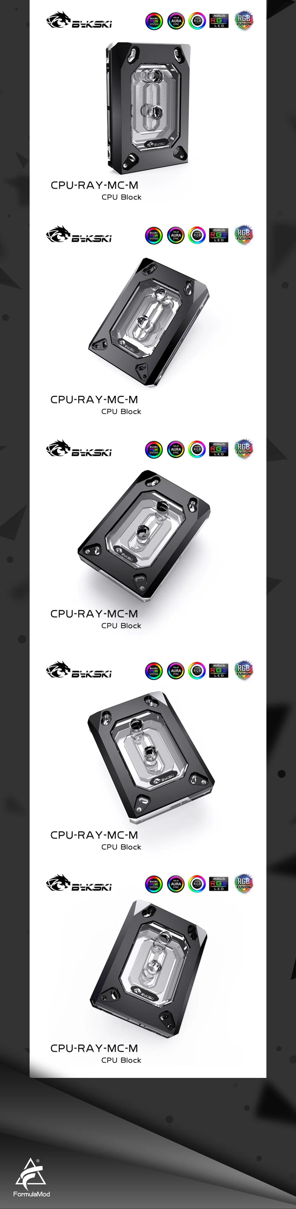 Bykski CPU Cooler Water Cooling Block For AMD Acrylic RGB CPU Cooler Micro Waterway Liquid Cooling System, CPU-RAY-MC-M  