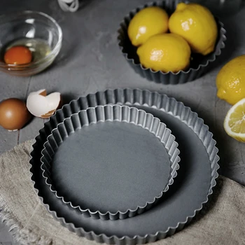 

Japan Nonstick Removable Bottom Pizza Round Wave Edge Baking Pans Handmade Cookie Bread Loaf Pizza Pie Toast Tray Thin Cake Mold