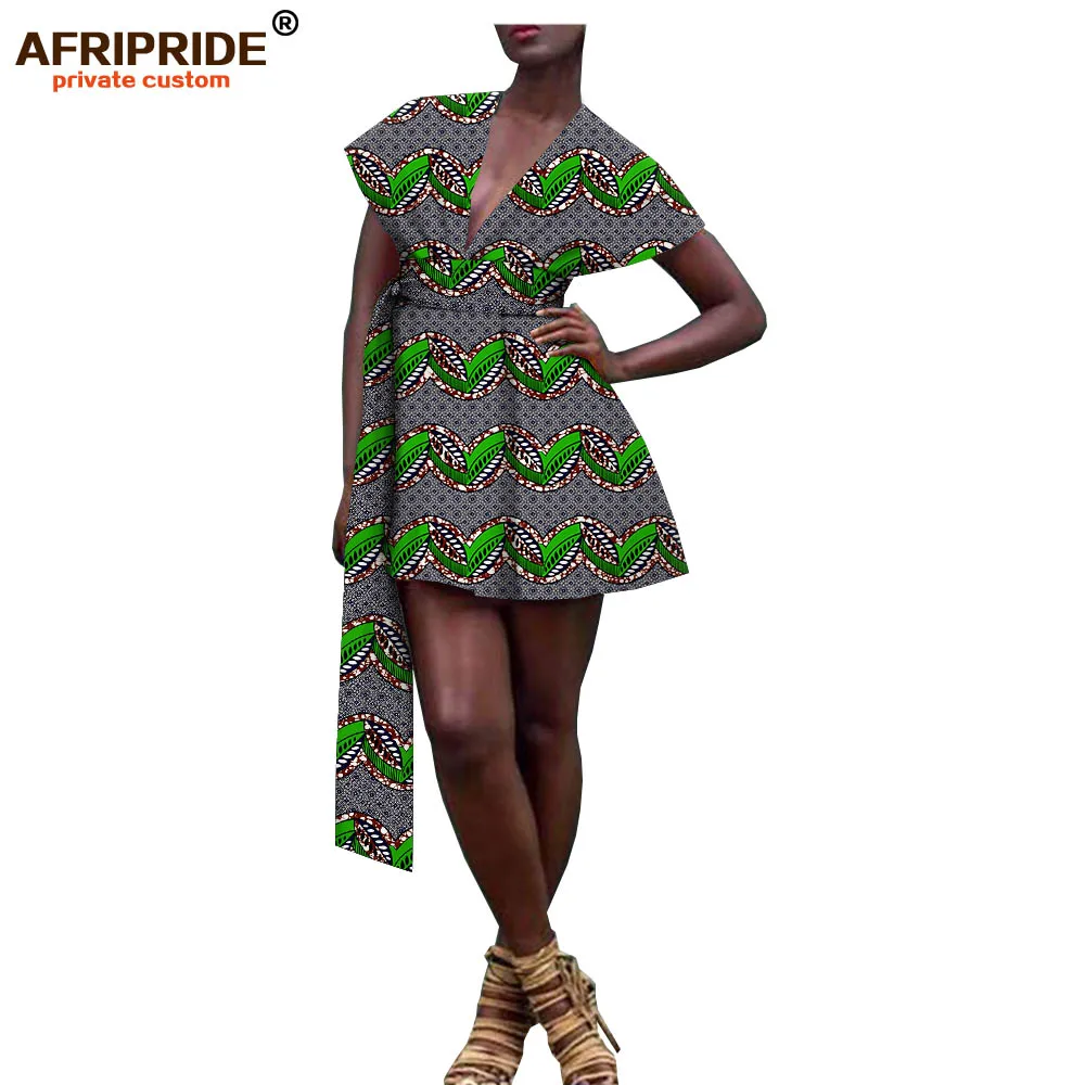 Afripride, Африканское Платье с принтом, сексуальное мини-платье es для женщин, сделанное на заказ, мини-платье с глубоким v-образным вырезом,, с поясом, Анкара, хлопок, A1925057