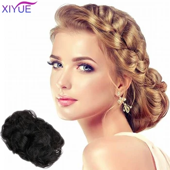 

XIYUE Hair Extensions Wavy Curly Messy Clips In Hair Bun Extensions Donut Hair Chignons Hair Piece Wig Hairpiece Headwear