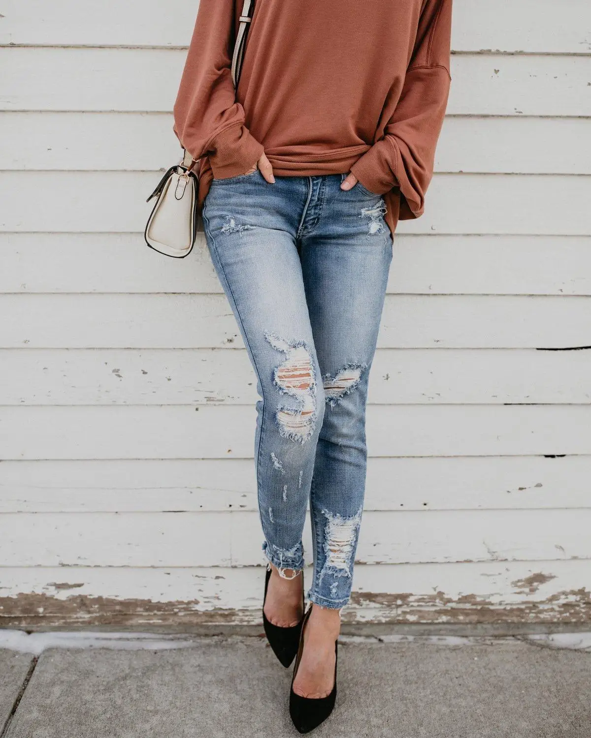 Jeans for women Classic Hole Stretch Slim Pencil Pants Jeans Woman 2020