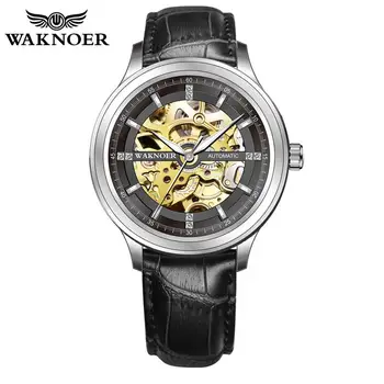 

Mechanical Watch men Brand Waknoer Leather Watches Mens Automatic Wristwatch Luxury Male Clock Montre Relogio Masculino Saati