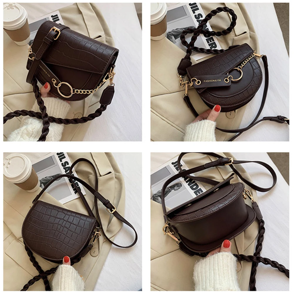 Crossbody Bags For Women 2021 Luxury Brand Crocodile Semicircle Saddle Bags Leather Handbags Bags Designer Ladies Shoulder Bags