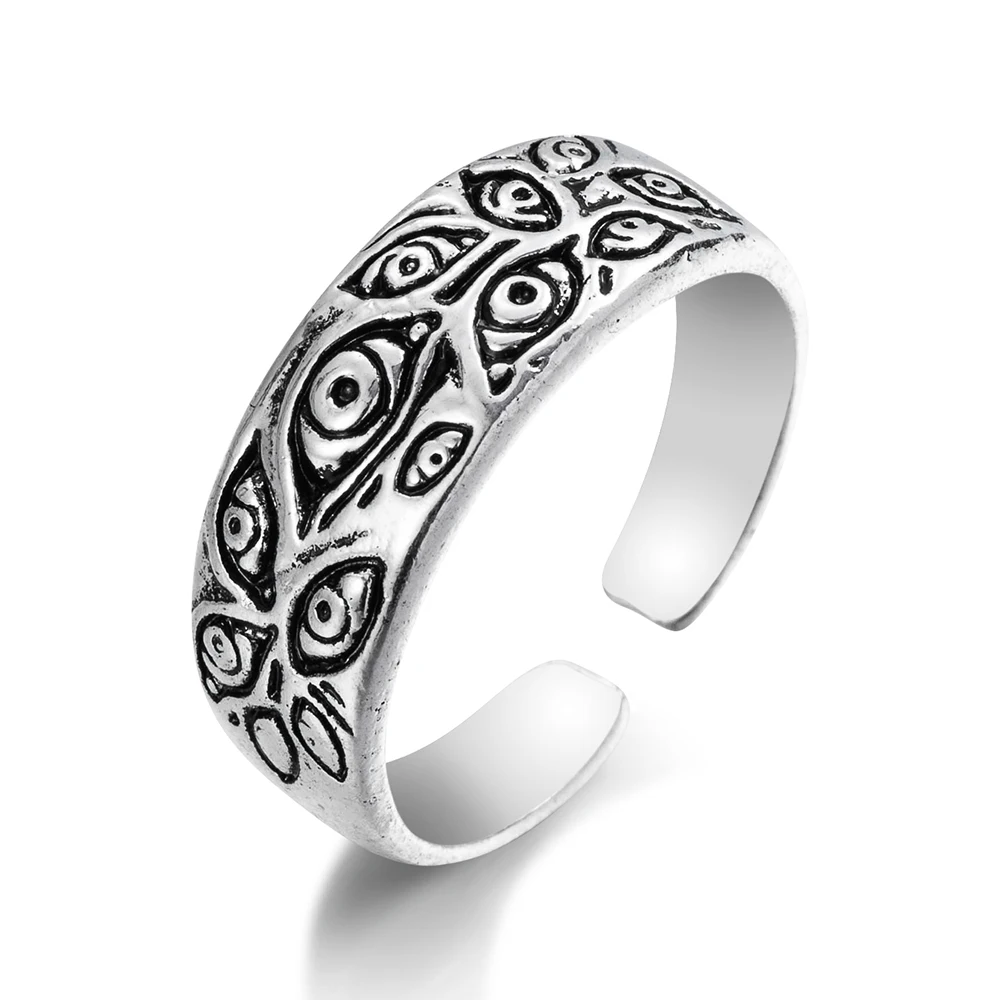 FNIO Vintage Punk Carved Eyes Mens Ring Finger Jewelry Hip Hop Rock Culture Ring Unisex Women Male Party Metal Rings Accessories finger jewelry
