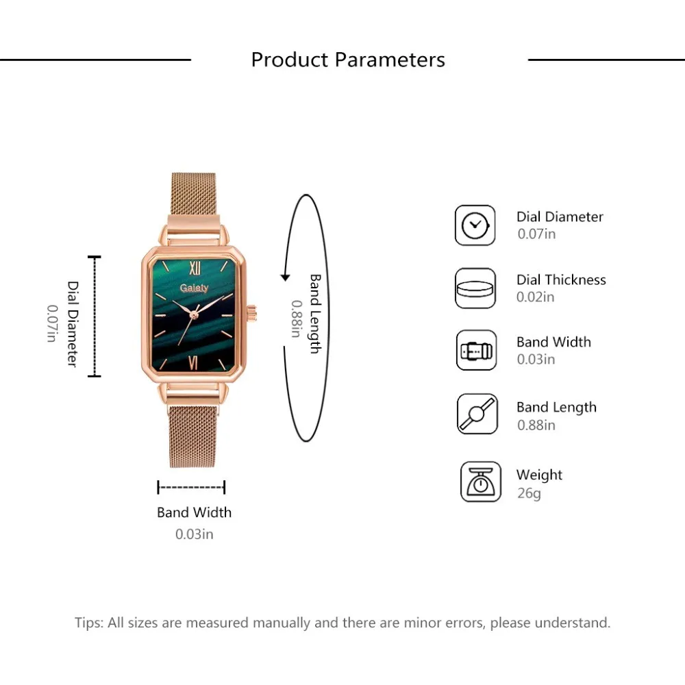 Ladies Quartz Watch 2021 Simple Fashion Luxury Rose Gold Stainless Steel Mesh Band Bracelet Set Qt83
