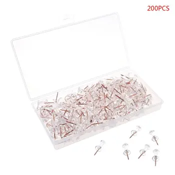 

200pcs Thumbtack Pins Drawing Photo Wall Studs Push Pins Thumbtack Board Transparent Rose Gold Wall Studs Office Supplies