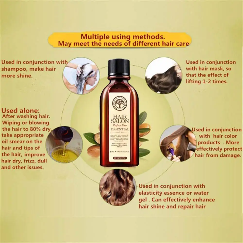 Multi-functional Hair & Scalp Treatments Hair Care Moroccan Pure Argan Oil Hair Essential Oil Smooth and Thick Hair