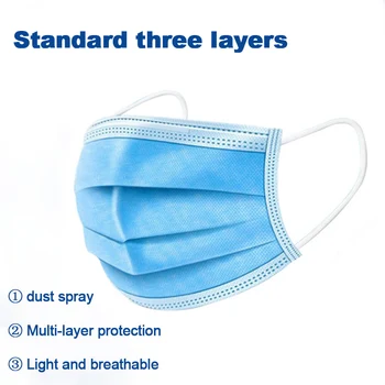 

50 Pieces of 3-layer Disposable Protective Mask Multi-purpose Melt Blown Cloth Protective Layer Light and Thin Breathable Mask