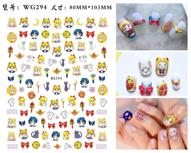 WG266-296 Summer Princess Ultra-thin Adhesive Nail Stickers Children's Girls Christmas Gifts 2021 New 3D Fashion Manicure Decals WG 294