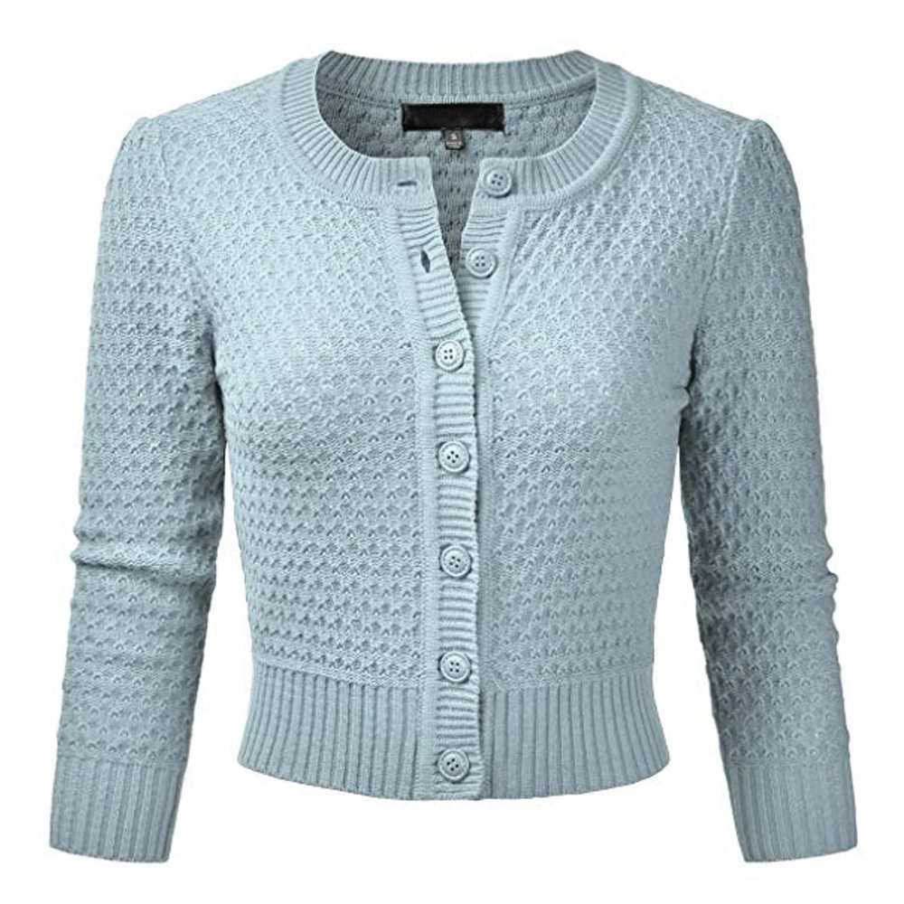 Women's O-neck Long Sleeve Wool Knitted Cardigans Ladies Elegant Solid Color Button Casual Slim Fit Short Sweater Coats 2019 New |
