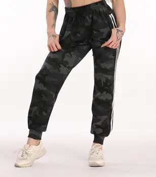 

Camouflage print Elastic waistband pants encase leg Two white lines jogging pants