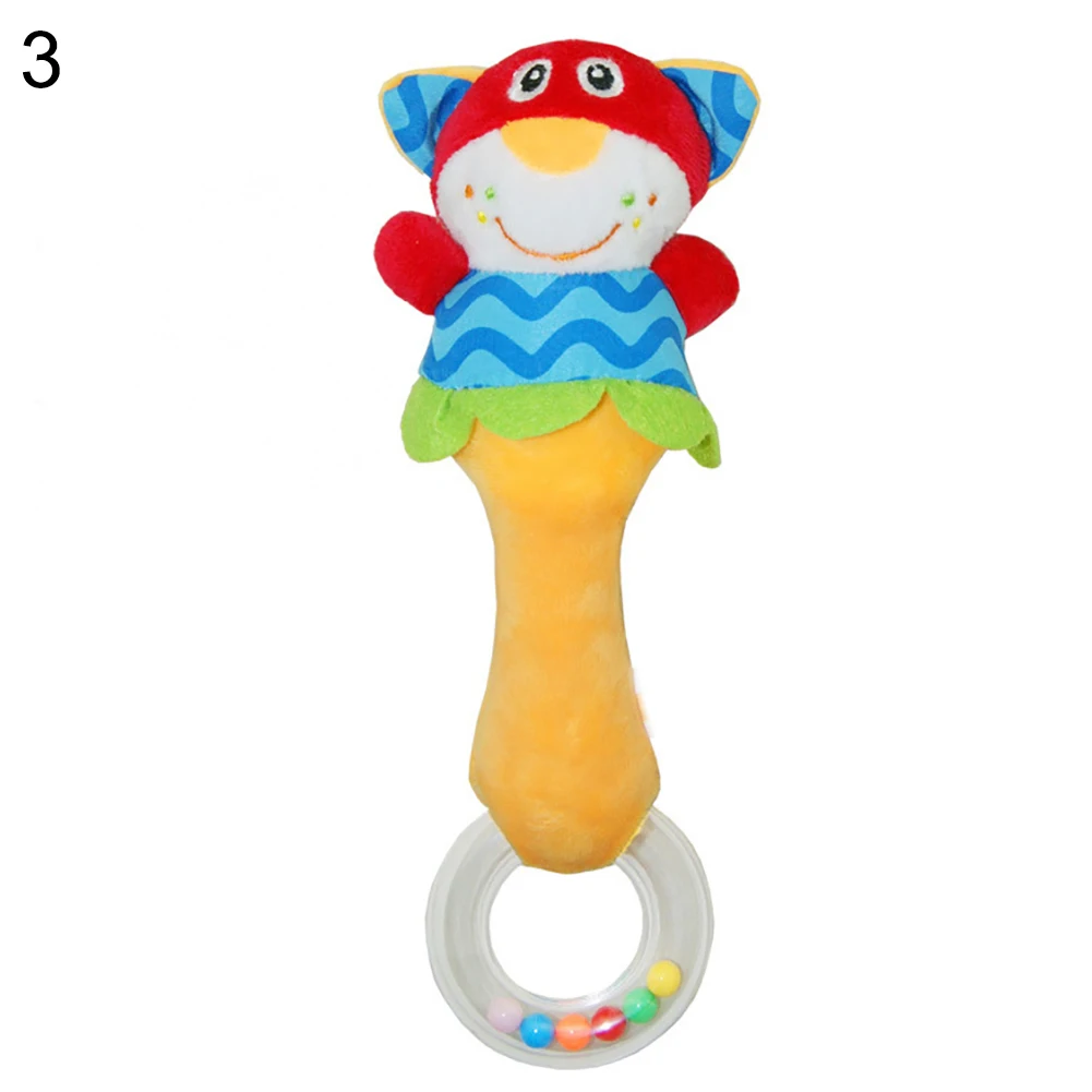 Детская ручная погремушка, милая красочная мультяшная игрушка, Лев, животное, теленок, прорезыватель, ручная погремушка, игрушка, встряхивающий колокольчик