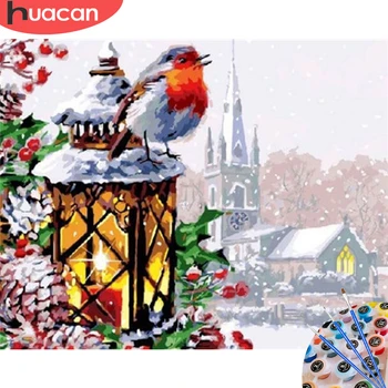

HUACAN Painting By Numbers Bird Animal HandPainted Winter DIY Gift Home Decoration Kit Drawing On Canvas Wall Art