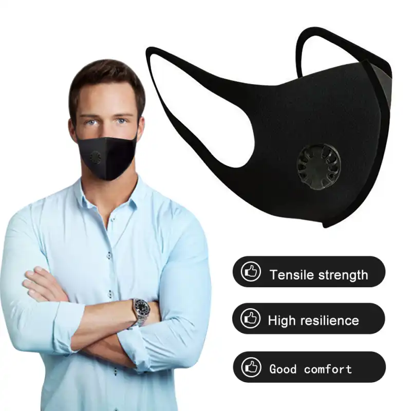 Unisex anti máscara de poeira pm2.5 poluição rosto boca respirador preto respirável válvula filtro anti nevoeiro boca capa navio rápido