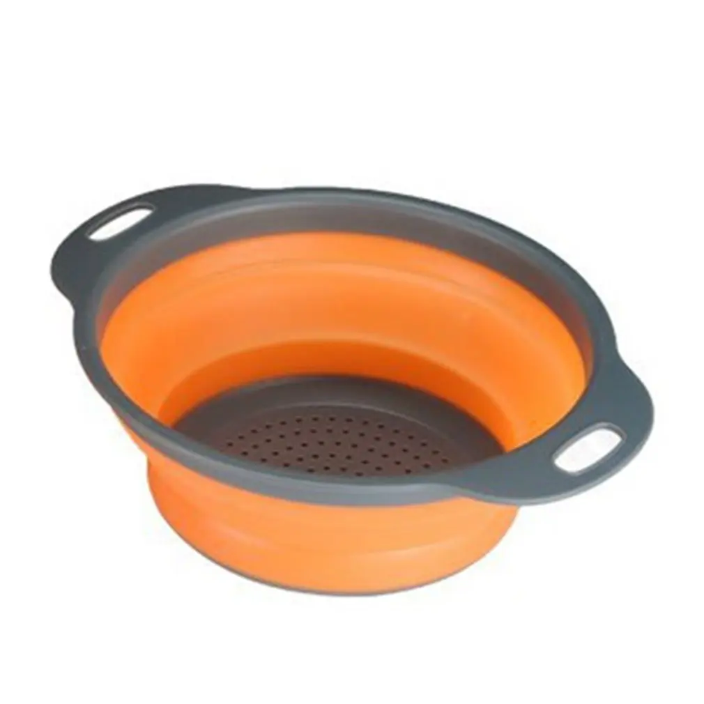 Orange Многофункциональный Кухня дуршлаг складной силиконовый дуршлаг для фруктов и овощей, позволяющее экономить место DAG якоря моря Чайки - Цвет: Orange