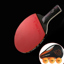 1 Set Table Tennis Bat 7-Layers Professional Ping Pong Rackets Long Short Handle Carbon Fiber Ping Pong Paddle Carry Bag