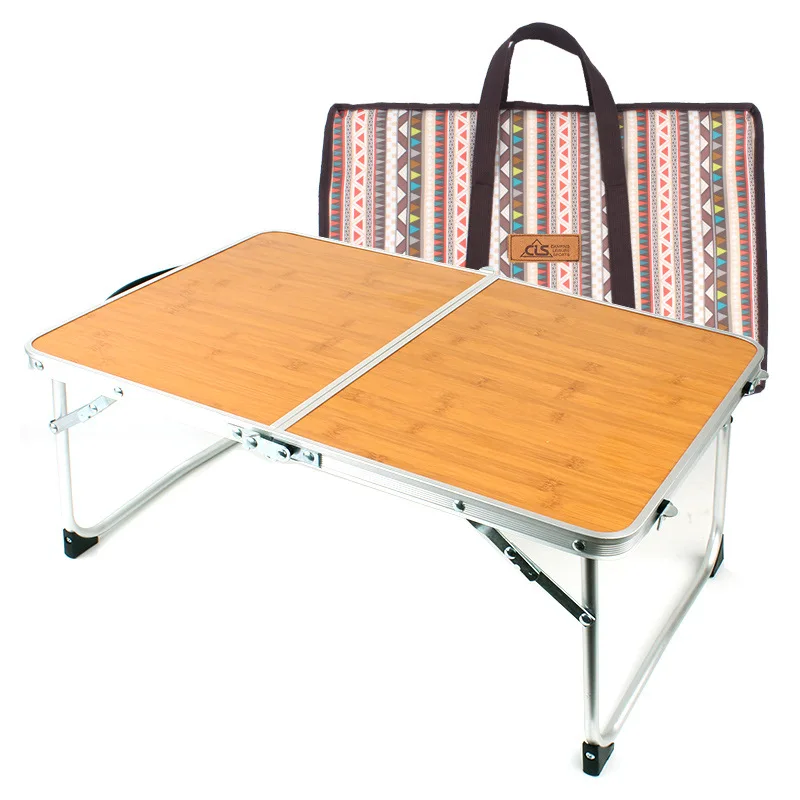 folding table outdoor camping bamboo board table portable picnic barbecue small table bed computer