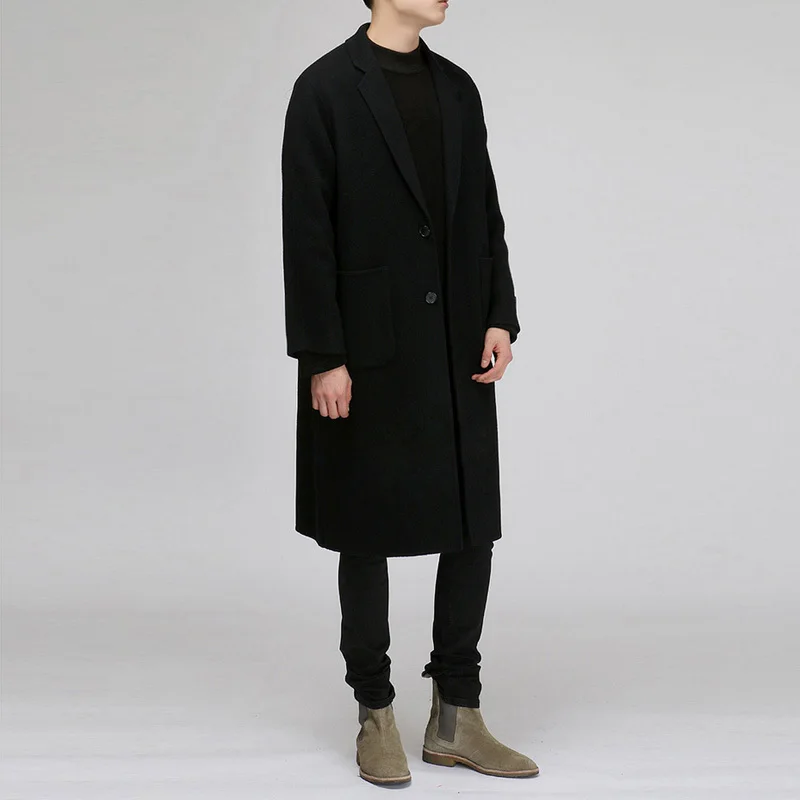 

Plus Size 4XL 2020 Men Autumn Winter Casual Male Wool Overcoat Warm Thick Long Loose Woolen Coats Windbreaker Outwear Tops LX92