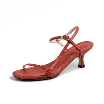 

B2-36 Size 31-43 Female Simple Narrow Bands Sandals Ladies Sexy Thin Heels Shoes Women Outdoor Shoes Woman Summer Dress Shoe