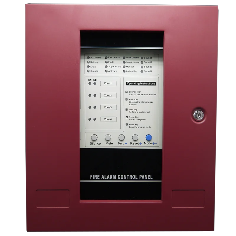 NEW Red Conventional Fire Alarm Control System Control Panel 4 zones controller FACP first alert carbon monoxide alarm