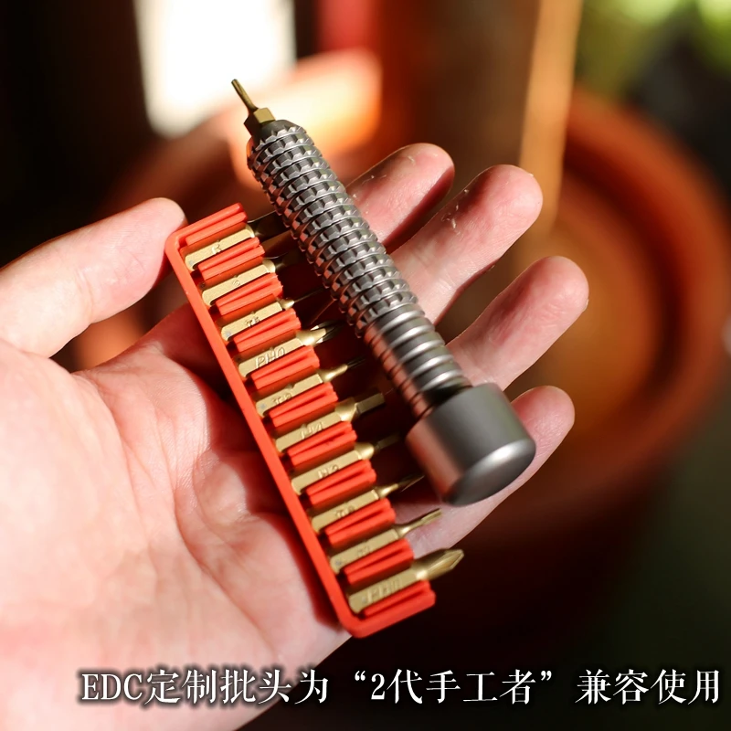 

EDC Titanium Alloy Screwdriver Bits with Holder Portable Gadget Equipment Outdoor Camping Multi-functional Gear EDC Pocket Tools