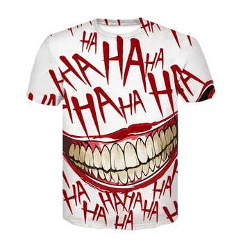 

HAHA Joker T Shirt Funny Smile Print Tops 3D T Shirt Men's Summer Tops US Size White/Blue/Red harajuku Hipster Tops Dropship
