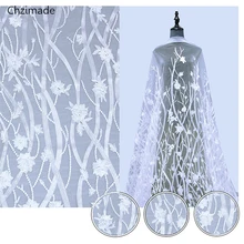 Lychee Life 1 ярд цветок вышитые сетки 3D кружева цветок ткань цвета слоновой кости для Свадебные Вечерние платья костюм дизайн украшения дома