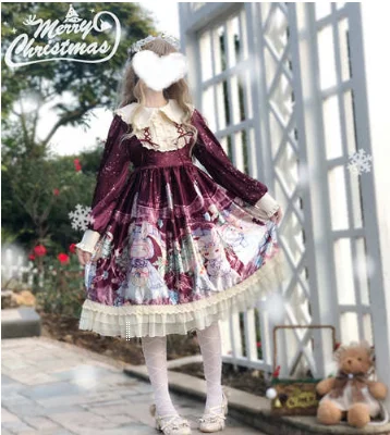 Платье Лолиты для костюмированной вечеринки; милое платье принцессы kawaii; Vestidos; мягкое платье для девочек; рождественские вечерние платья с длинными рукавами для женщин