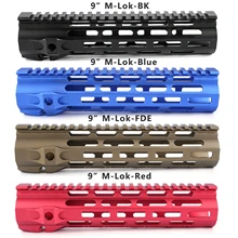9 дюймов Гибридный mlok handguard черный/синий/FDE/красный Свободный плавающий дизайн бочонок гайка использует стандартный стальной ar 15 handguard m4 Охота