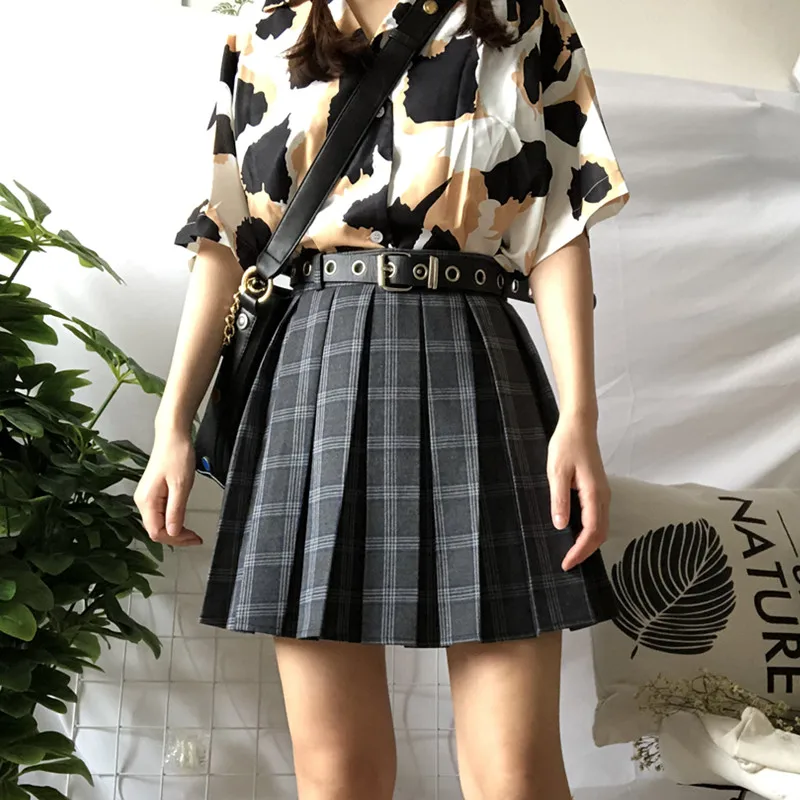 Ruibbit, летняя, консервативный стиль, Harajuku, повседневные, плиссированные шорты, юбка, короткая, панк, для девушек, размера плюс, высокая талия, для женщин, клетчатая мини-юбка