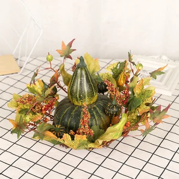 

1 Pc Creative Halloween Falling Leaf Wreath Pumpkin Berry Wreath Home Decor Green Maple Garland Home Decoration