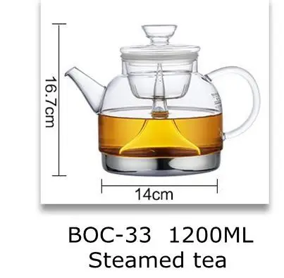 Многофункциональный стеклянный чайник для заварки чайной посуды стеклянный паровой чайник газовая плита использует стеклянный горшок - Цвет: BOC33  Steamed tea