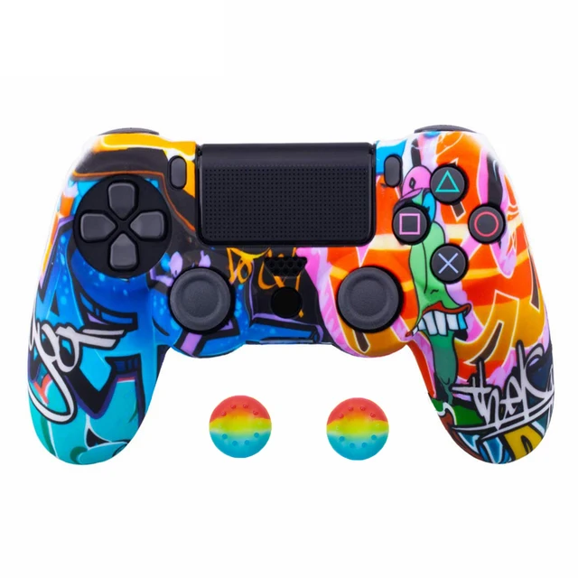 zomtop silikon kamuflaj koruyucu kilif sony dualshock 4 ps4 ds4 pro slim denetleyici basparmak saplari joystick caps aksesuarlari cases aliexpress
