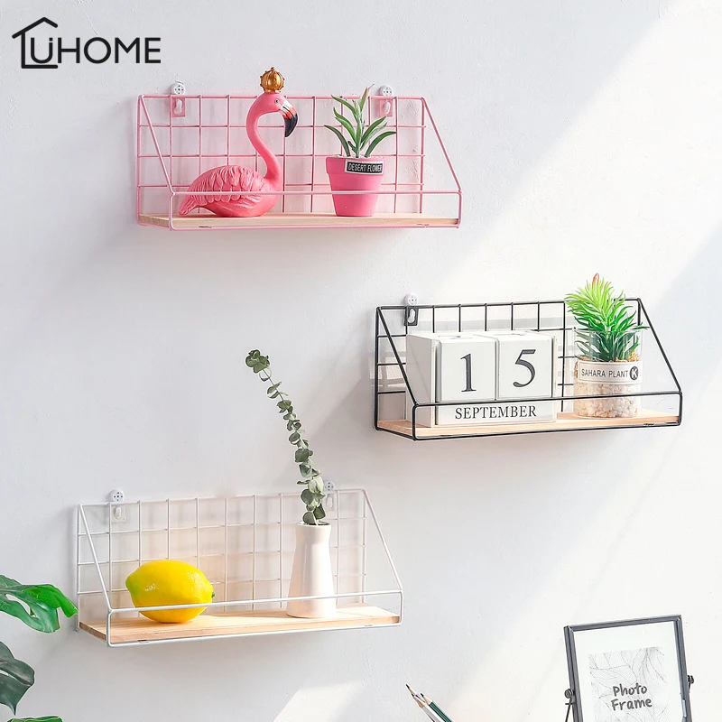 

Bathroom Kicthen Wall Decoration Iron Frame Hanging Rack Wall Display Storage Box DIY Decorative Metal Wall Shelf Storage Holder