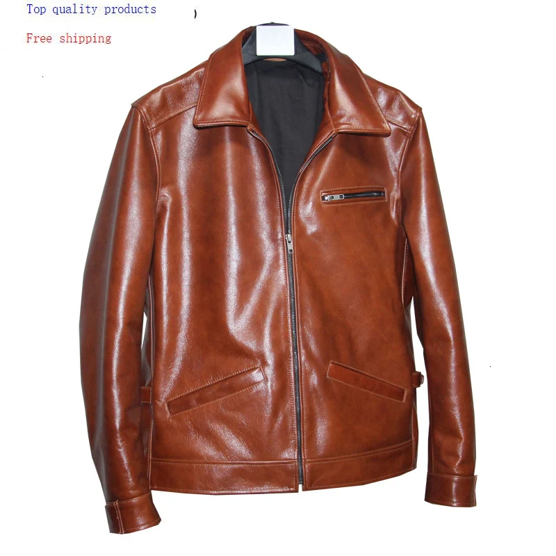 

Cowhide Coat Genuine Leather Jacket Men Short 100% Real Cow Leather Jackets Autumn Veste En Cuir Homme 2020 L-C-5 KJ2711
