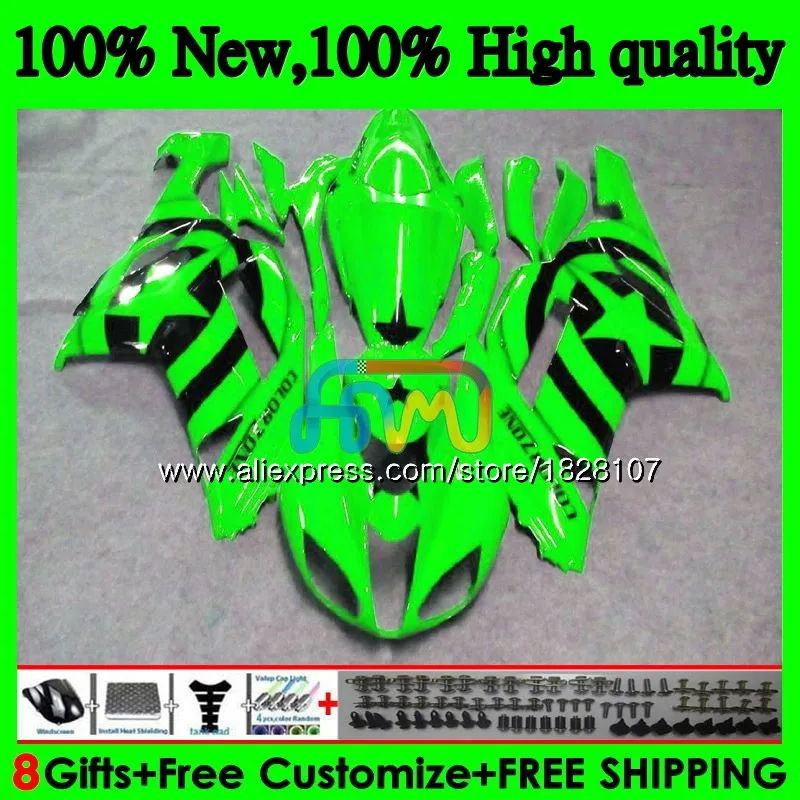 Корпус для KAWASAKI ZX 6R 6 R 600CC ZX636 10BS. 76 ZX-636 ZX600 600 CC ZX-6R ZX зеленых звезд 636 ZX6R 07 08 2007 2008 Обтекатели комплект - Цвет: No. 1