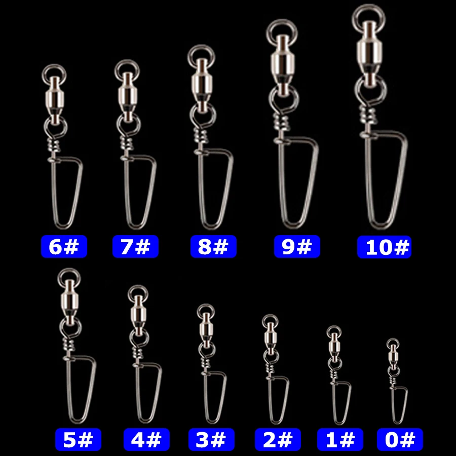 20/50/100 пакет Рыбалка шариковый подшипник шарнирные соединения оснастки Coastlock 0#-10# леска Разъем Нержавеющая сталь высокое Скорость троллинг